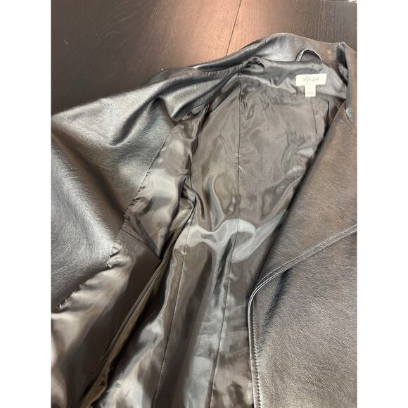 Style&Co Faux Leather Biker Moto Jacket Black Large Zip Front Pockets - Picture 13 of 14